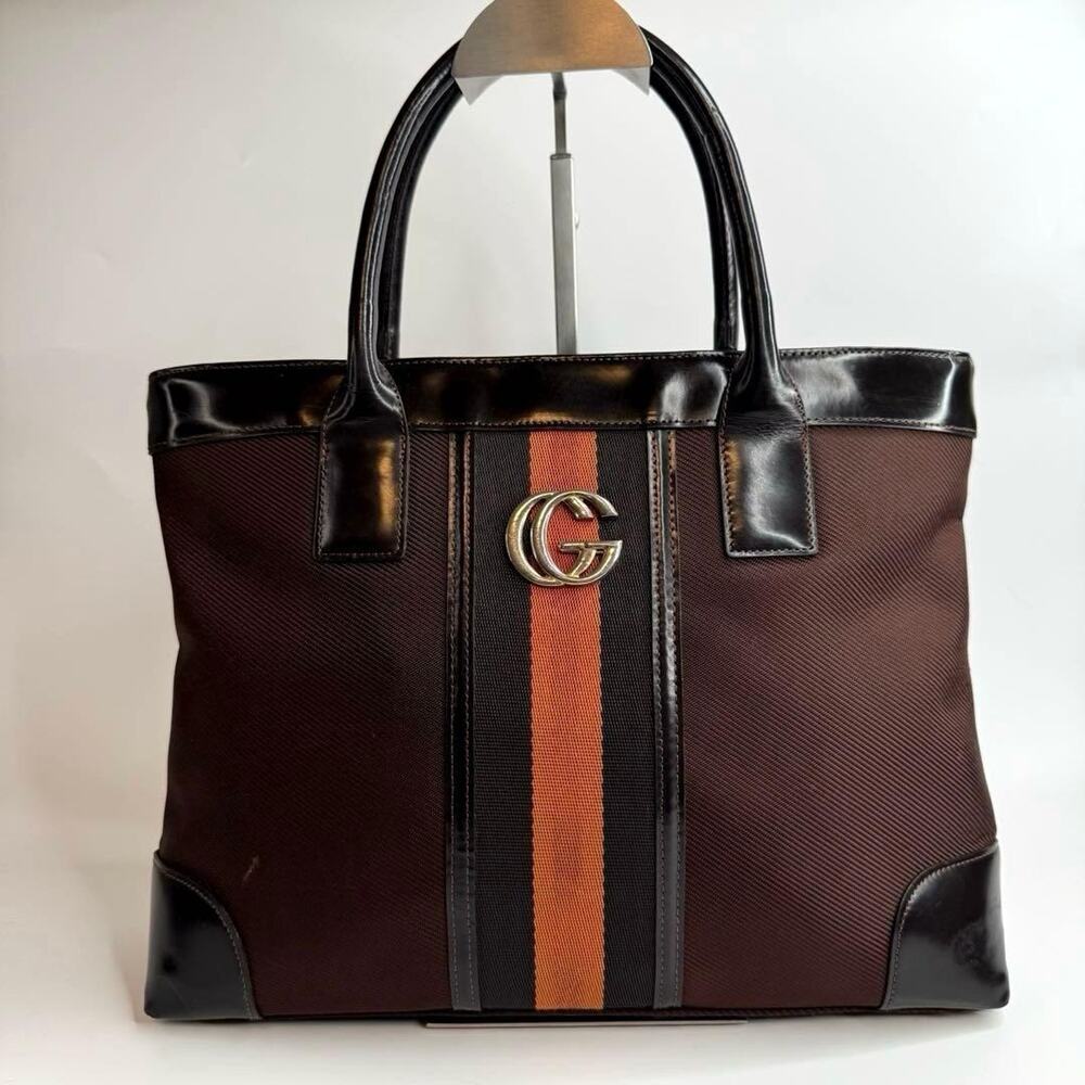 Paolo Gucci / PAOLO.G Vintage Brown & Orange Stripe Tote